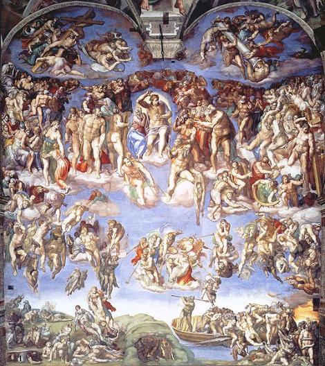 Michelangelo Buonarroti: Das Jüngste Gericht (Cappella Sistina) (c) Wikimedia (gemeinfrei)
