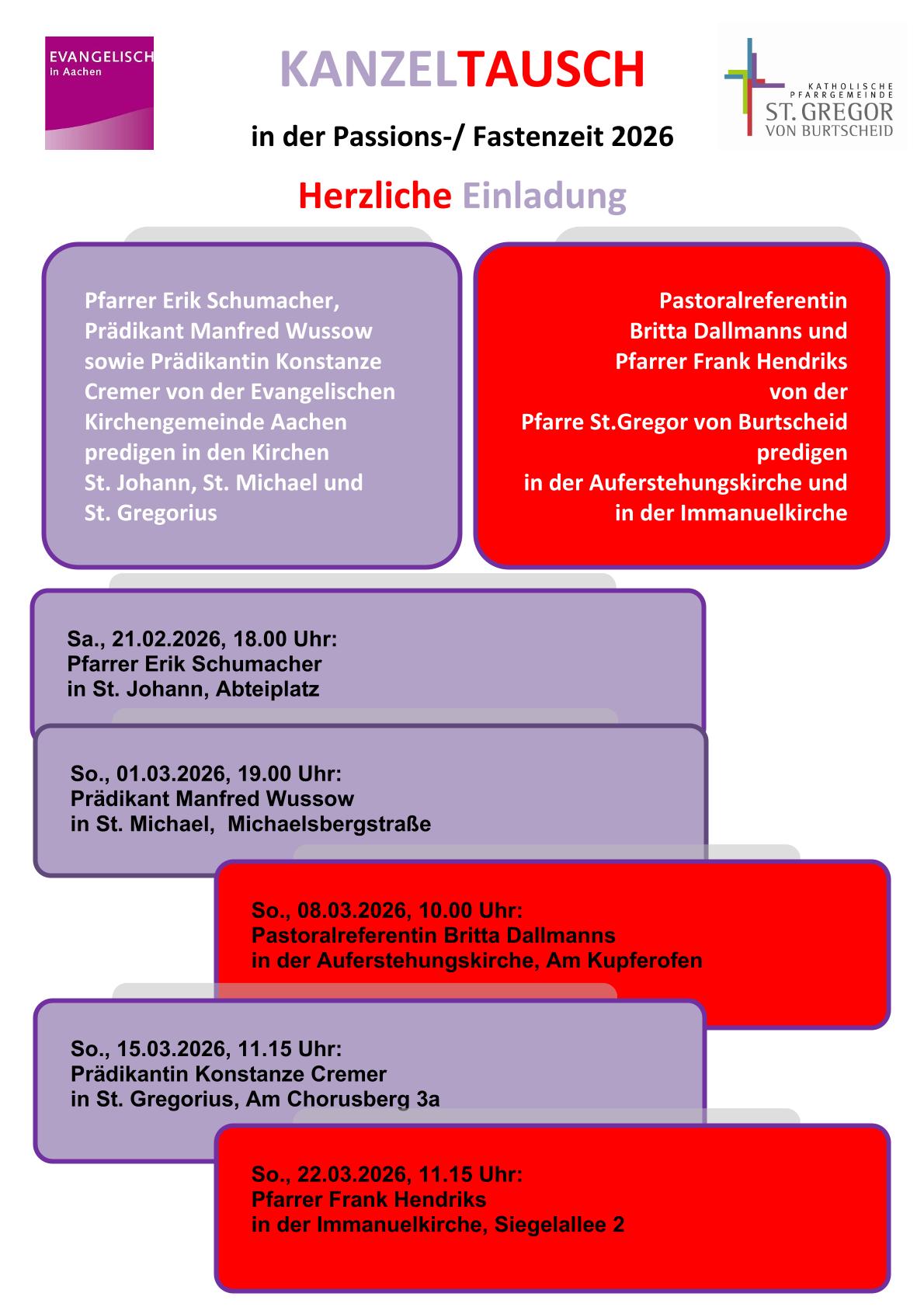 KANZELTAUSCH 2026 (c) Pfarre St. Gregor von Burtscheid
