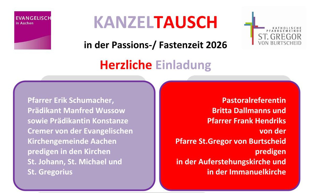 KANZELTAUSCH 2026_Einladung (c) Pfarre St. Gregor von Burtscheid