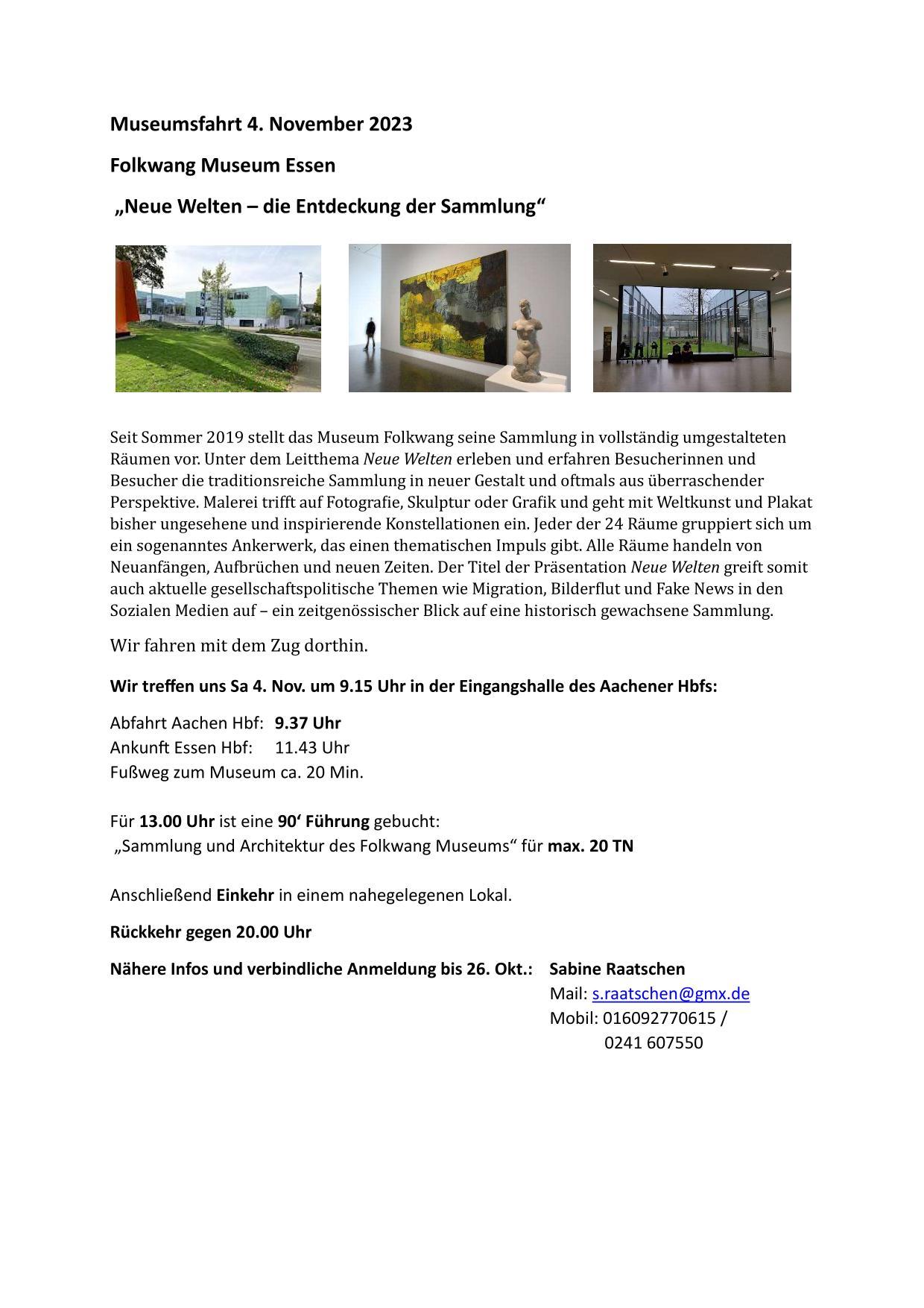 Museumfahrt 4. November 2023 Folkwang Museum Essen