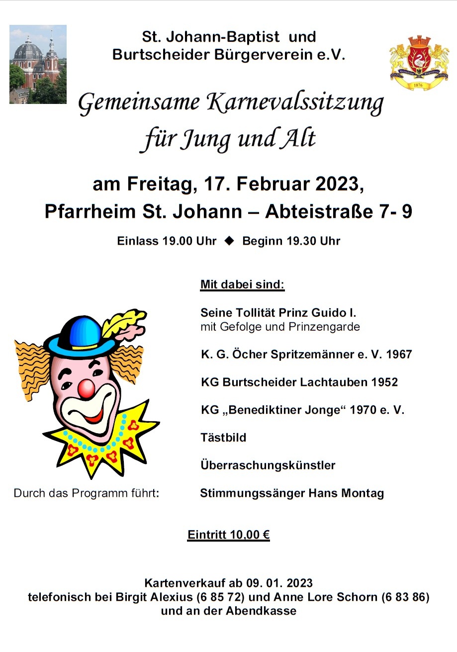 Plakat Karneval 2023 (c) St. Johann-Baptist und Burtscheider Bürgerverein e.V.