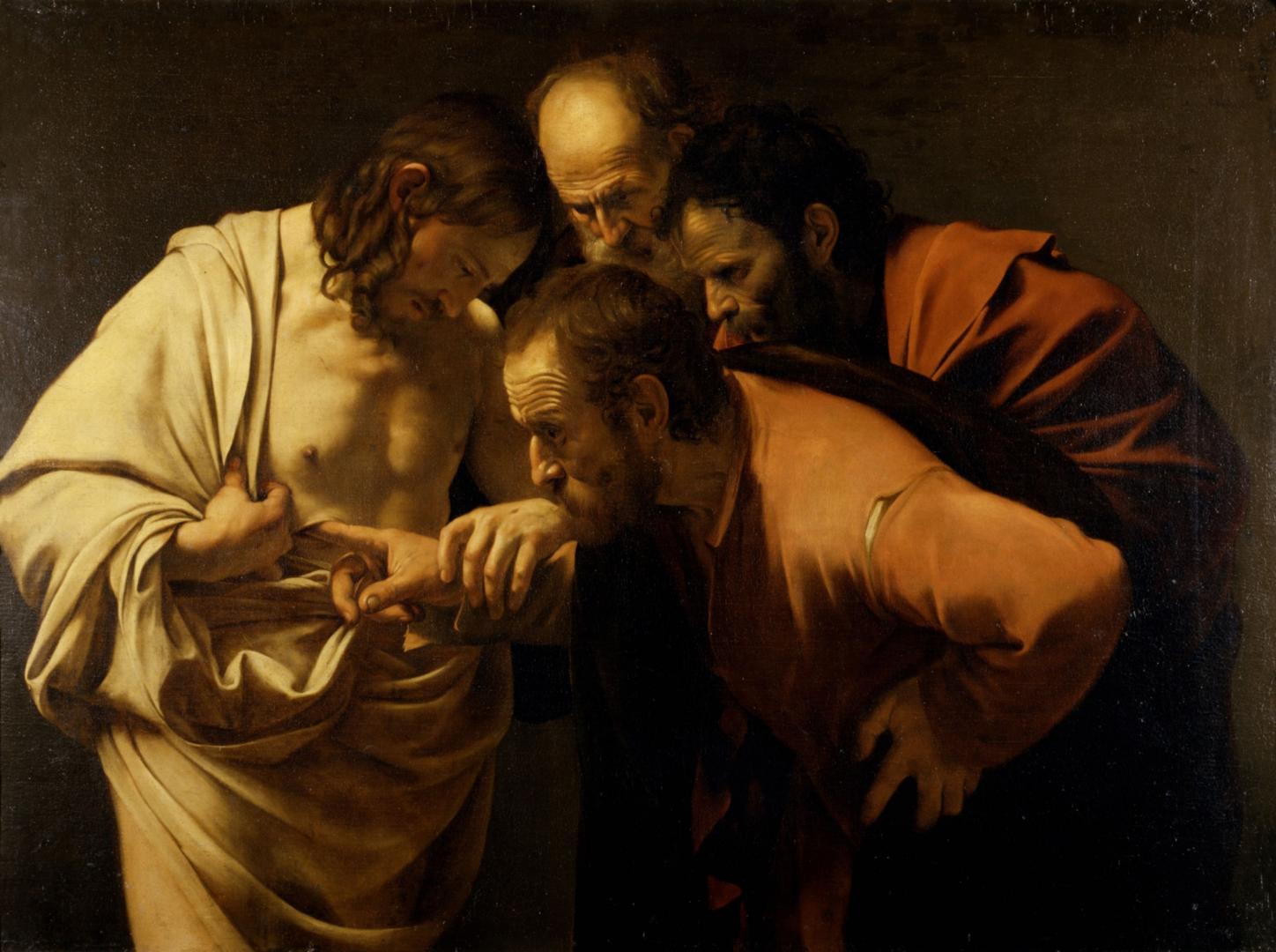 Michelangelo Merisi da Caravaggio: Der ungläubige Thomas (c) Caravaggio, Michelangelo Merisi da: Der ungläubige Thomas, GK I 5438 / Stiftung Preußische Schlösser und Gärten Berlin-Brandenburg / Hans Bach In: Pfarrbriefservice.de